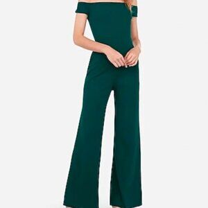Express Emerald Green Off Shoulder Jumpsuit
